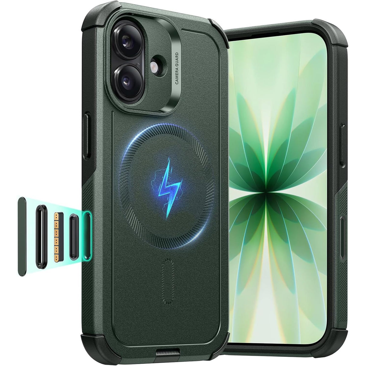 ESR iPhone 17 Cyber Tough Magnetic Case con MagSafe y Control de Cámara Protección Grado Militar 7X