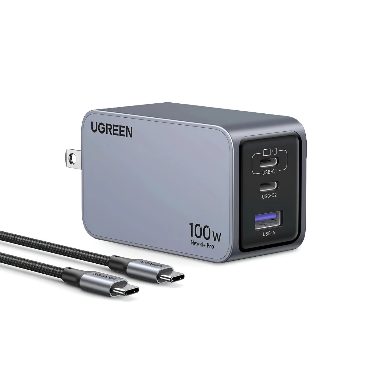 UGREEN Nexode Pro 100W 3 Puertos GaN Cargador Rápido + Cable USB-C
