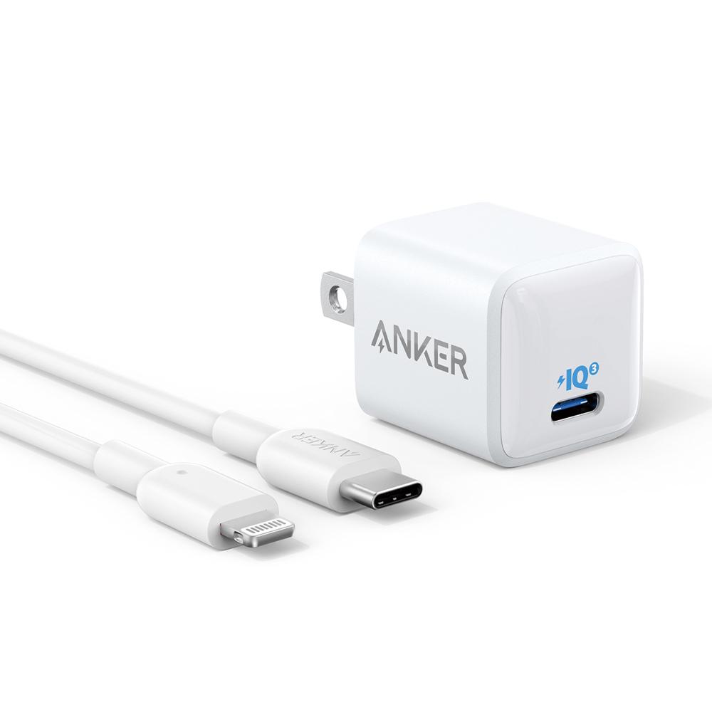 Anker PowerPort III Nano Cargador USB-C PIQ 3.0 20W con cable Lightning para iPhone / iPad Pro