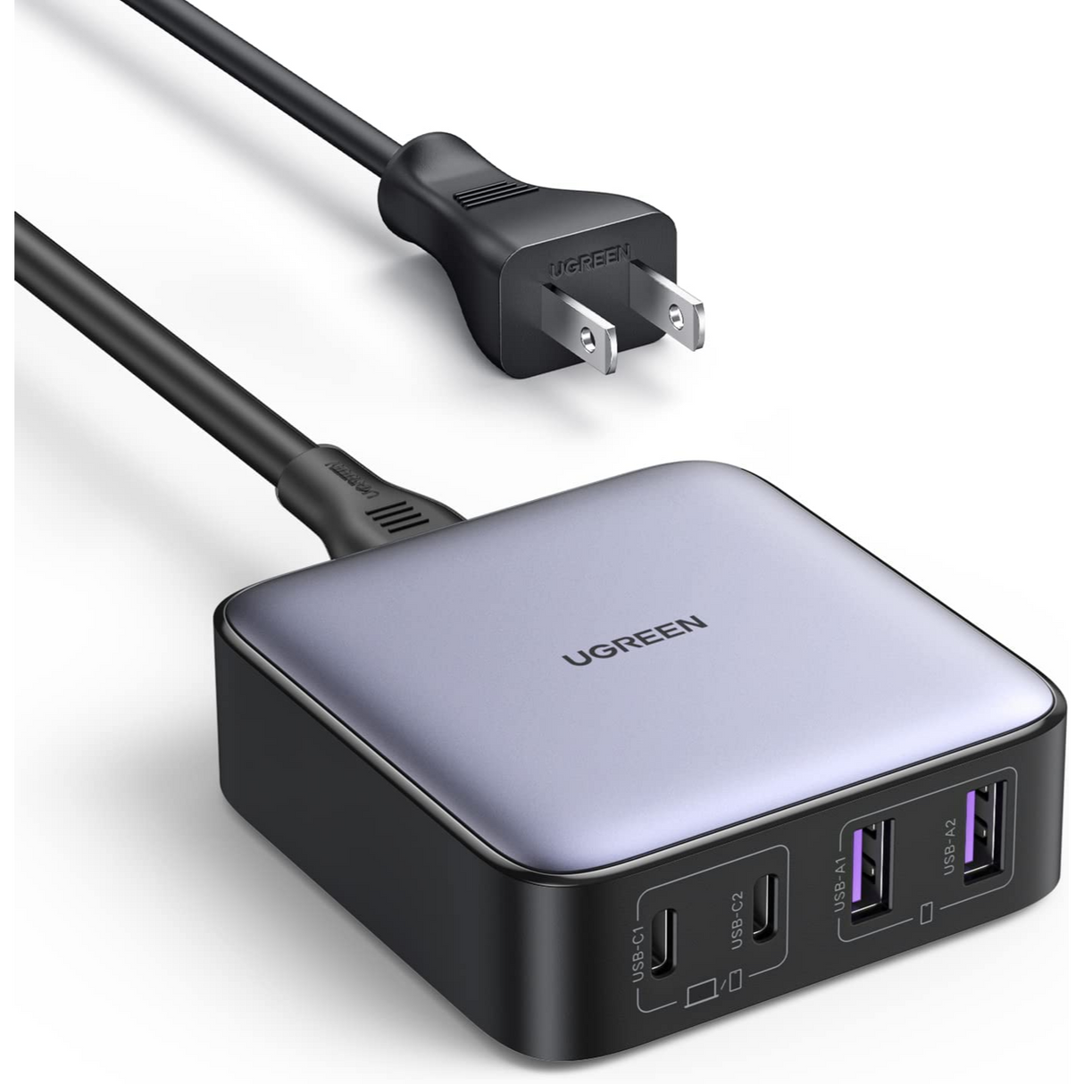 UGREEN 65W USB-C Estación de Carga, Nexode 4 Puertos, GaN Desktop Charger Compatible con iPhone 14/13/12 Series, Galaxy S22, iPad, MacBook Pro, Steam Deck y más