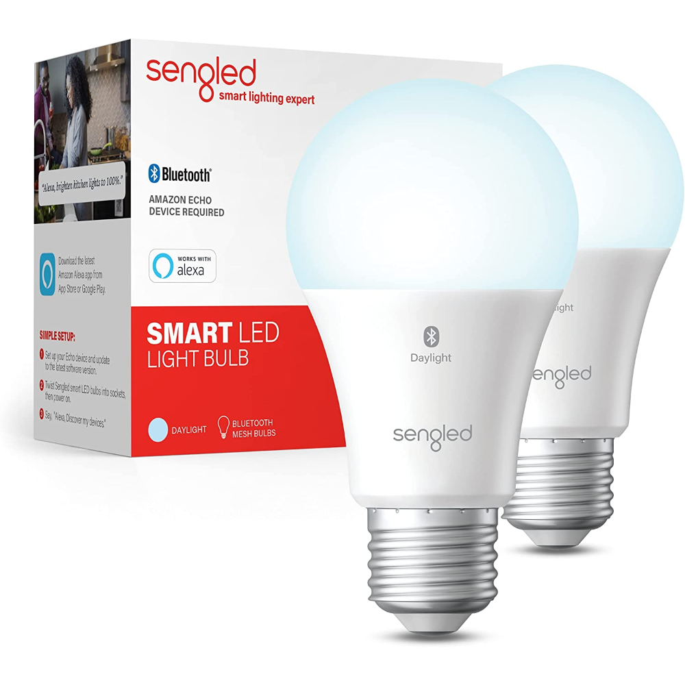 Foco Smart Sengled 800LM Luz Diurna 5000K, 8.7W (60W Equivalente) Bluetooth Funciona con Alexa, Pack de 2