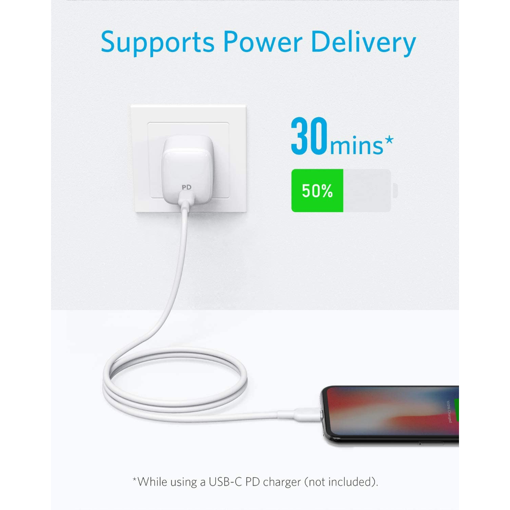 Anker Powerline II Cable 1.8 Metros USB-C a Lightning para iPhone, iPad, AirPods (Certificado MFi)