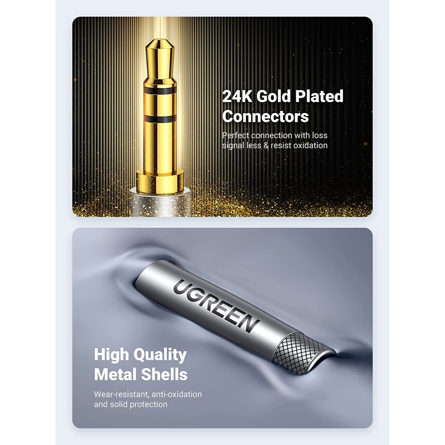 UGREEN 3.5mm Cable de Audio Aux Compatible con iPhone iPad iPod Echo y Más 1 Metro 