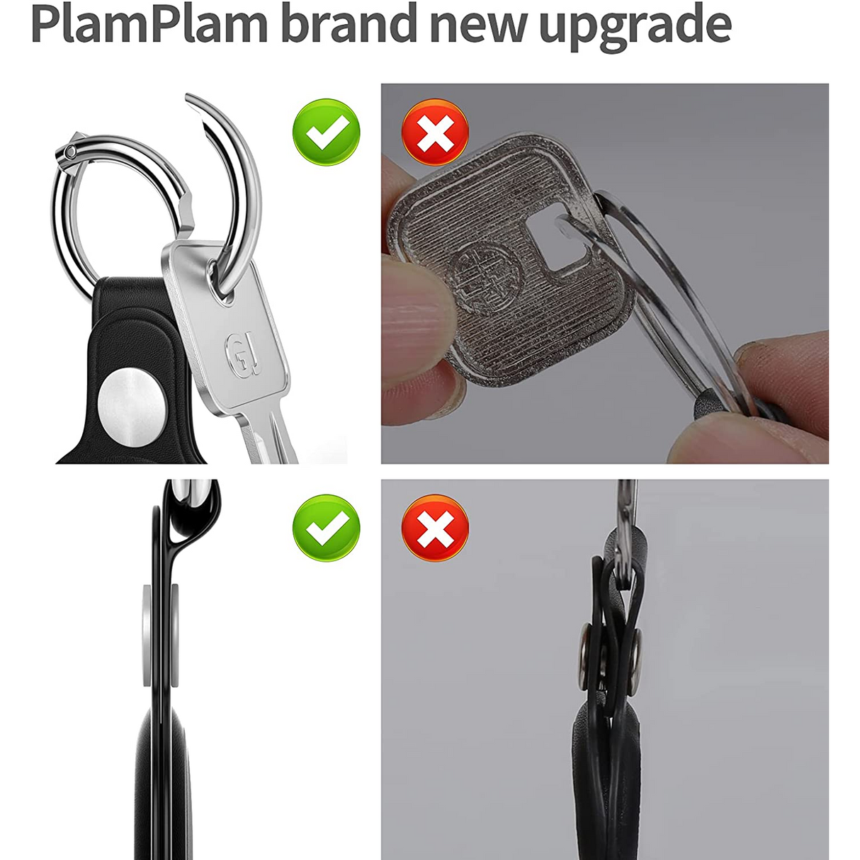 PlamPlam AirTag Llavero Protector Cuero PU Paquete de 4