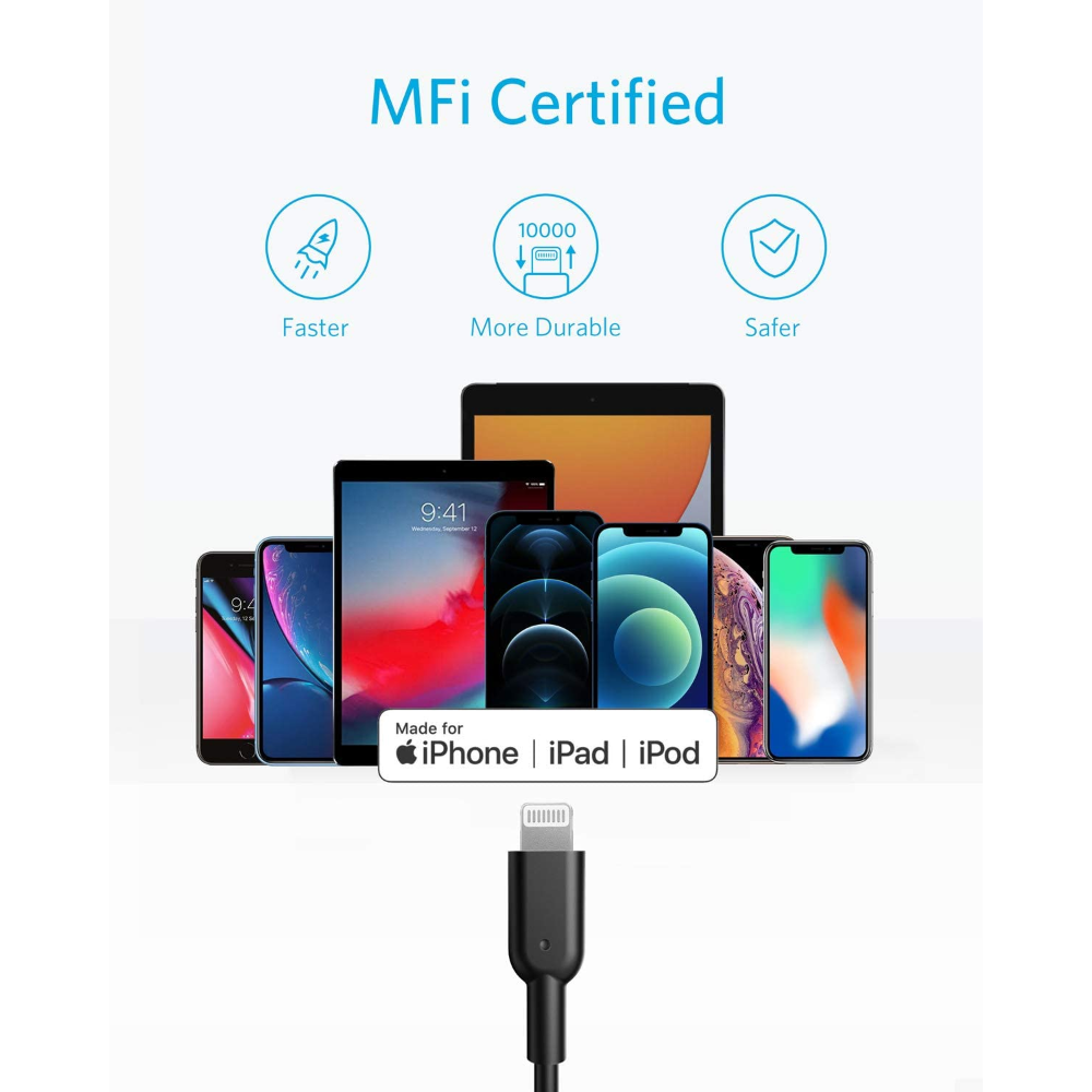 Anker Powerline II Cable 1.8 Metros USB-C a Lightning para iPhone, iPad, AirPods (Certificado MFi)
