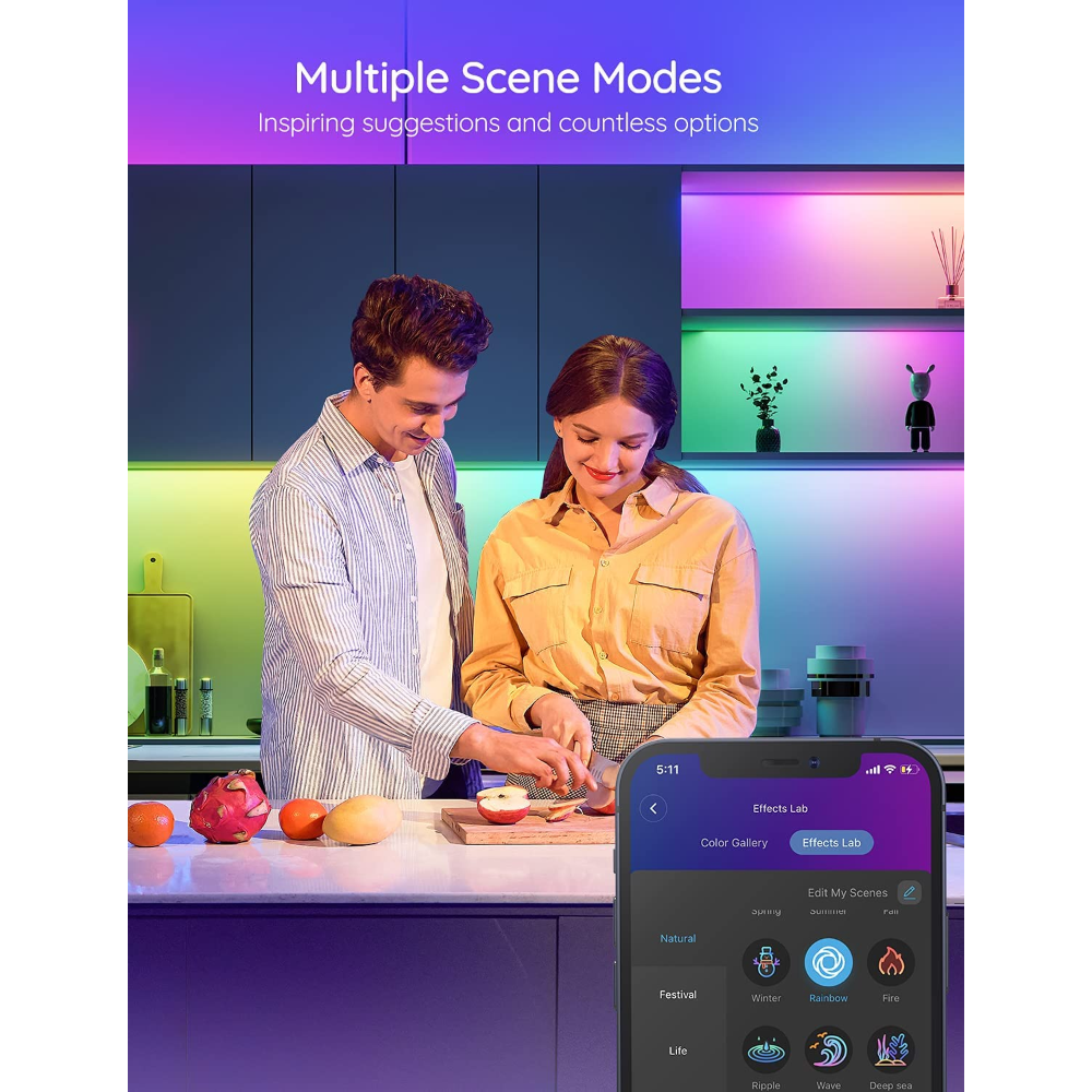 Govee Tira LED Luces RGBIC Arcoíris Segmentos de Color WiFi Inteligente Alexa y Google Assistant