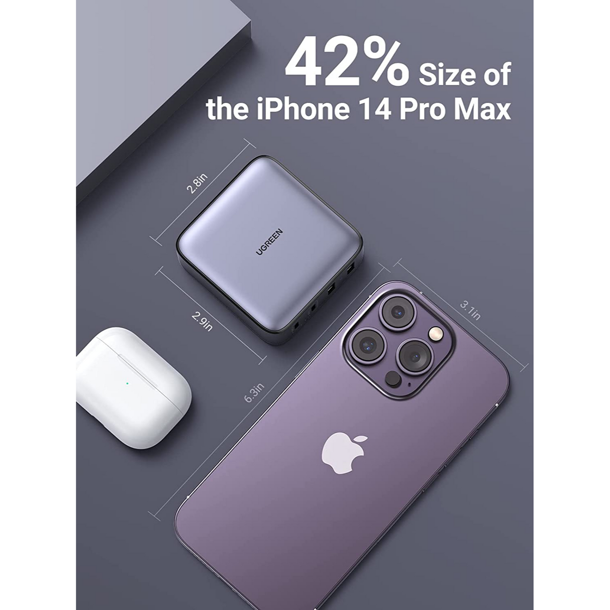 UGREEN 65W USB-C Estación de Carga, Nexode 4 Puertos, GaN Desktop Charger Compatible con iPhone 14/13/12 Series, Galaxy S22, iPad, MacBook Pro, Steam Deck y más