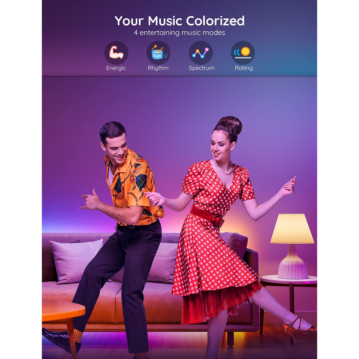 Govee Tira LED RGBIC 5 Metros Bluetooth Control por App Modo Música