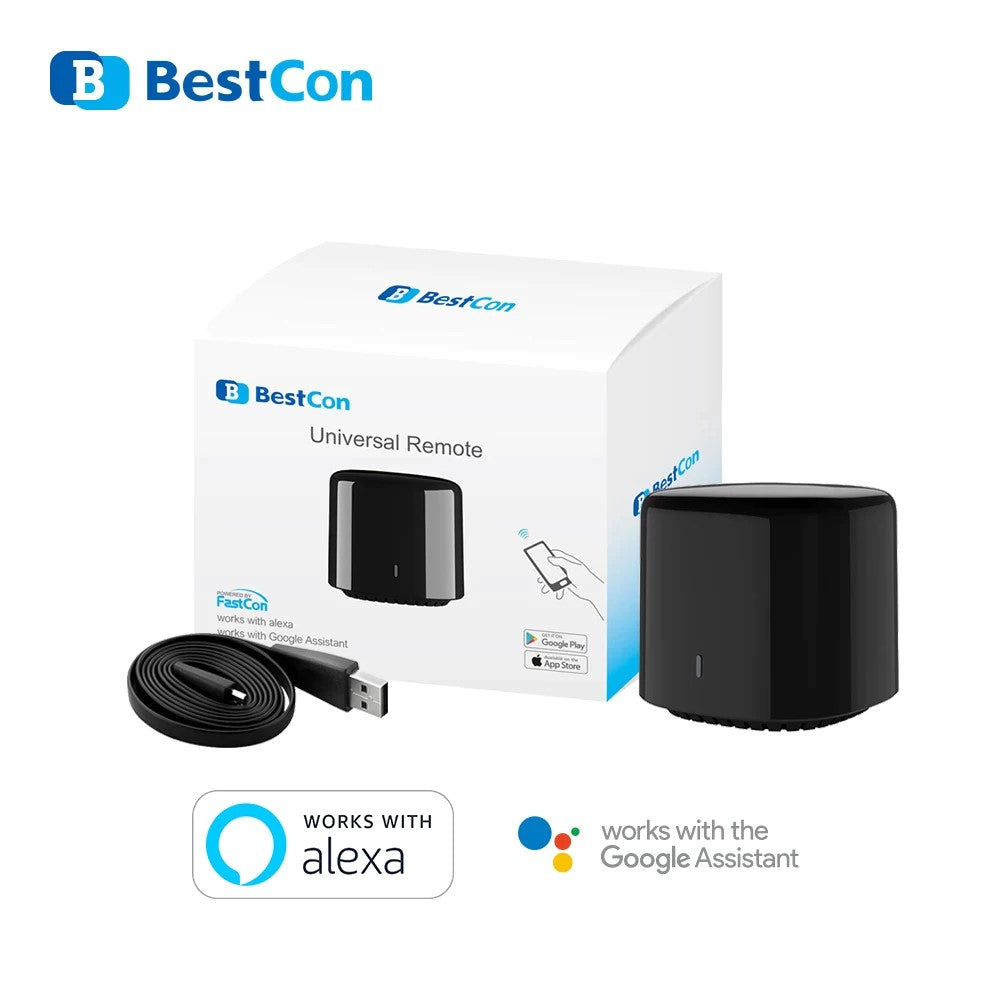 Broadlink BestCon Rm Mini 4 RM4C Control Remoto Universal Inteligente Alexa y Google + Adaptador de Corriente
