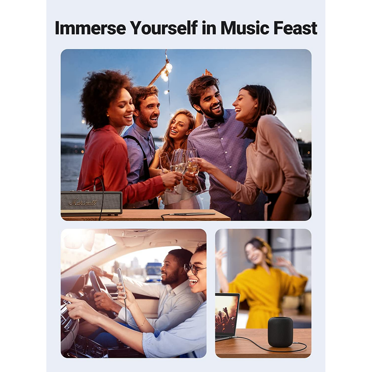 UGREEN 3.5mm Cable de Audio Aux Compatible con iPhone iPad iPod Echo y Más 1 Metro 