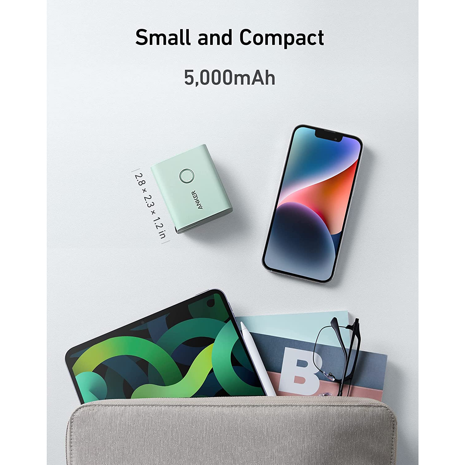 Anker 521 45W Cargador con Power Bank de 5000mAh 20W (PowerCore Fusion), Doble Puerto USB-C para iPhone 14/13/12 Series, iPad Pro, AirPods, Apple Watch y más