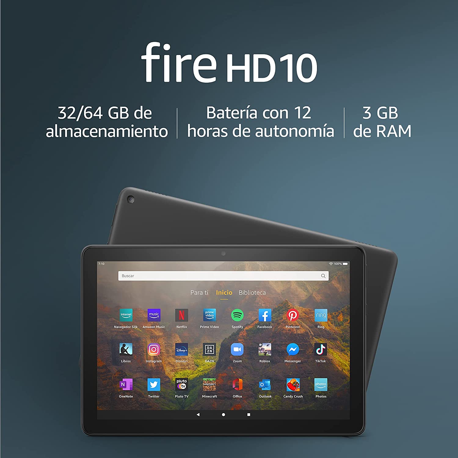 Tableta Amazon Fire HD 10, 10.1 pulgadas, 1080p Full HD, Último Modelo (2021)