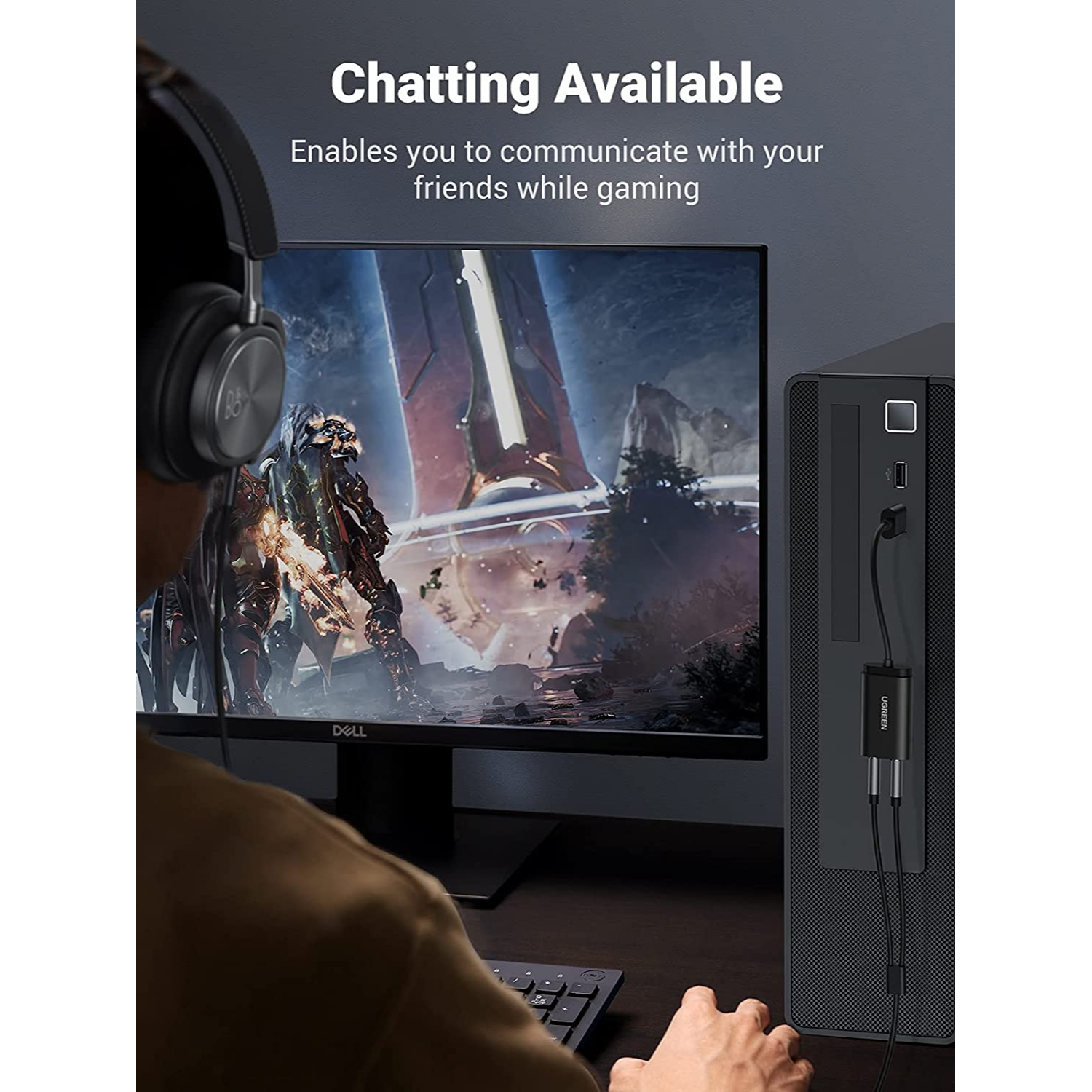 UGREEN Adaptador de audio USB con tarjeta de sonido estéreo externa, auriculares de 3,5 mm y micrófono para Windows, Mac, Linux, PC, laptops, PS4