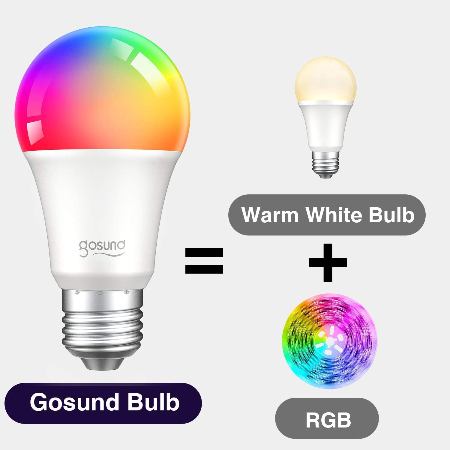 2 Focos Inteligentes Gosund RGB Multicolor WiFi Funciona con Alexa & Google Assistant
