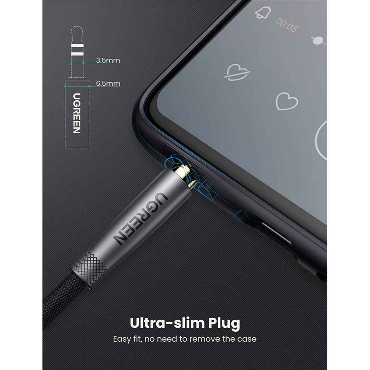 UGREEN 3.5mm Cable de Audio Aux Compatible con iPhone iPad iPod Echo y Más 1 Metro 