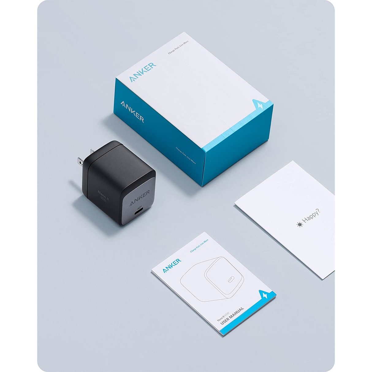 Anker 715 Nano II 65W Cargador 715 USB-C Compacto Rápido para MacBook Pro/Air, Galaxy S20/S10, Dell XPS 13, Note 20/10+, iPhone 13/Pro/Mini, iPad Pro, Pixel y más