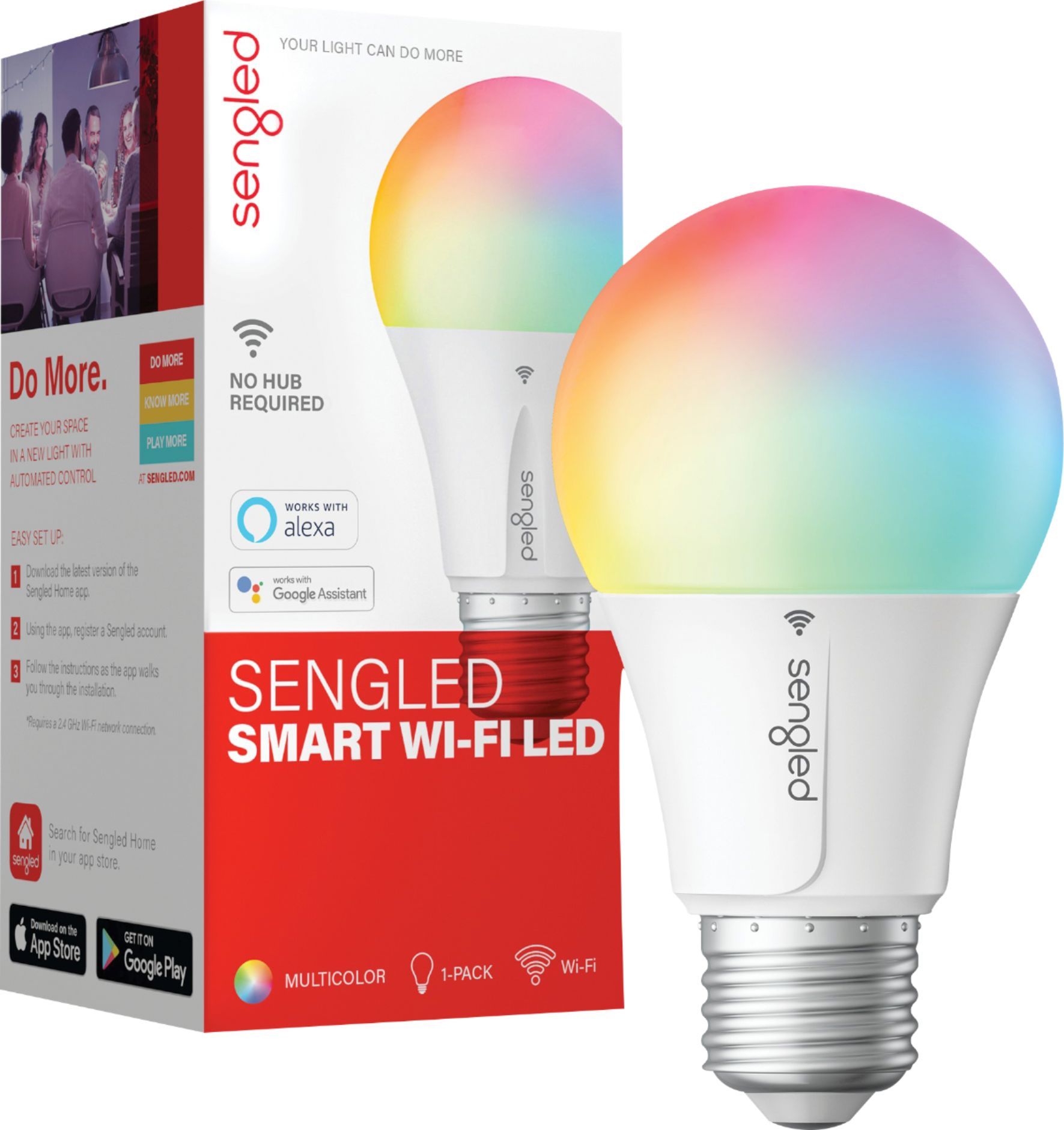 Foco Smart Sengled Wi-Fi LED RGB Multicolor A19 No Requiere Hub Funciona con Alexa & Google Assistant - TecnoMarket