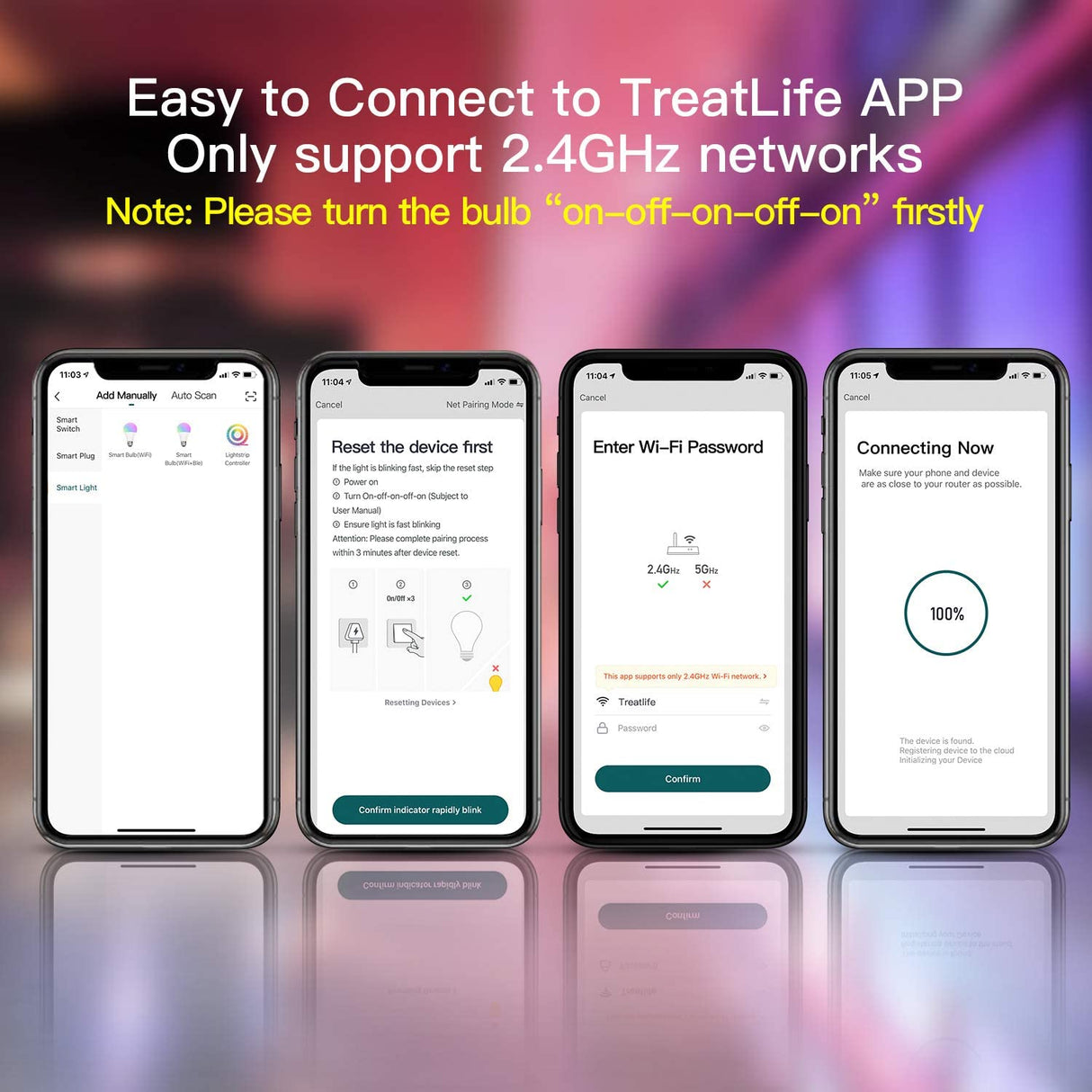 Treatlife Color RGB Paquete de 4 Focos LED Inteligentes WiFi No Requiere Hub Funciona con Alexa & Google Assistant - TecnoMarket