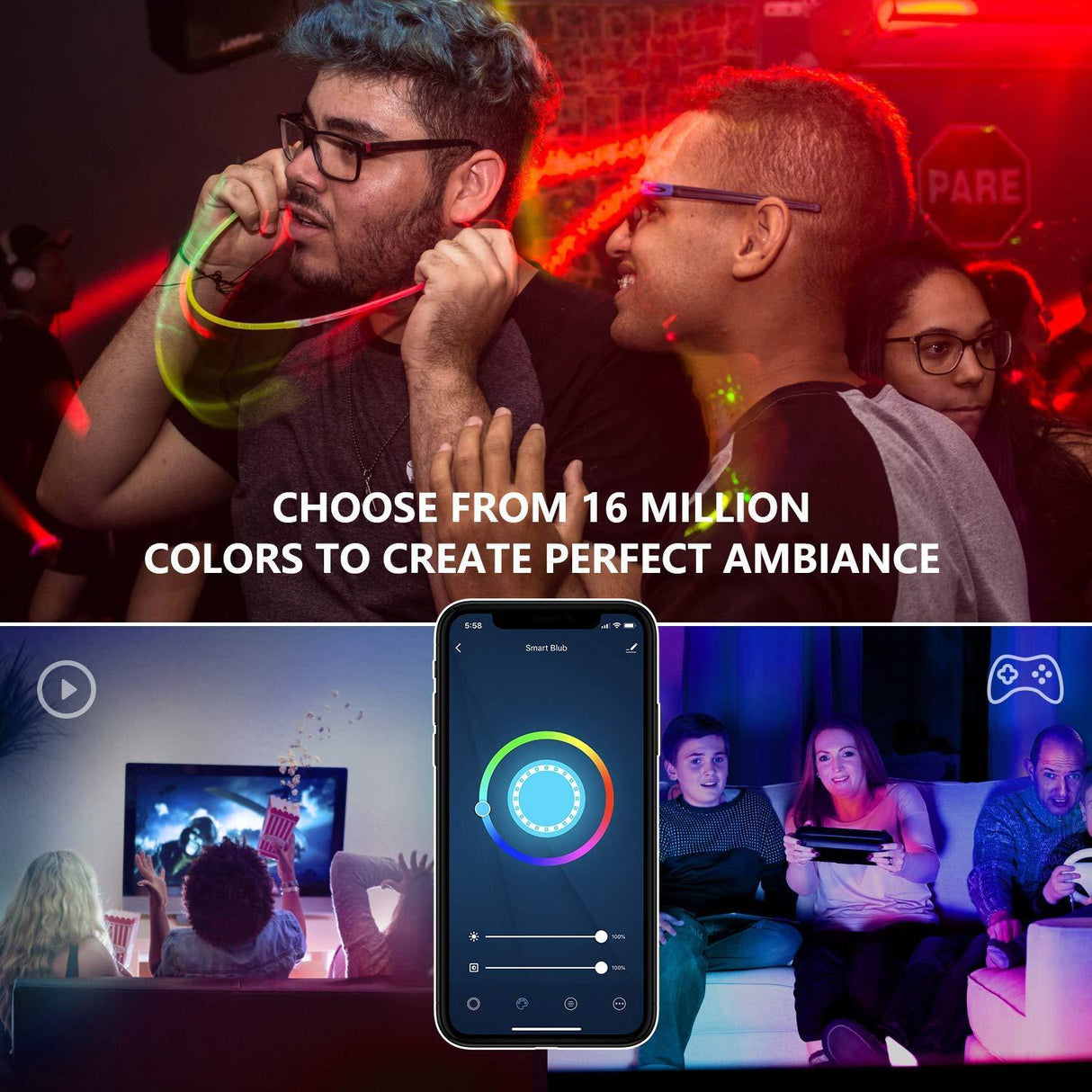 Treatlife Color RGB Paquete de 4 Focos LED Inteligentes WiFi No Requiere Hub Funciona con Alexa & Google Assistant - TecnoMarket