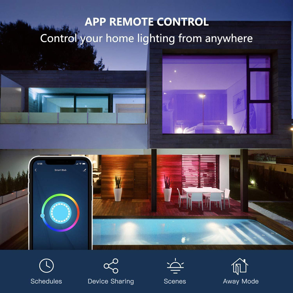 Treatlife Color RGB Paquete de 4 Focos LED Inteligentes WiFi No Requiere Hub Funciona con Alexa & Google Assistant - TecnoMarket