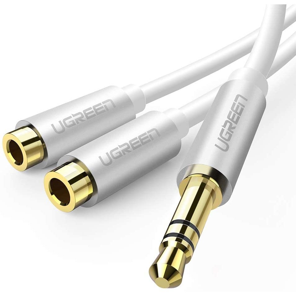 UGREEN 3.5mm Cable Divisor Auriculares, Splitter Macho a 2 Hembras, Adaptador para Doble Auriculares, Carcasa Alumino, 20cm - TecnoMarket