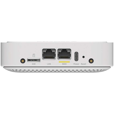 Netgear LM1200 Módem 4G LTE, vista de puertos (SIM, LAN, WAN, alimentación, reinicio)