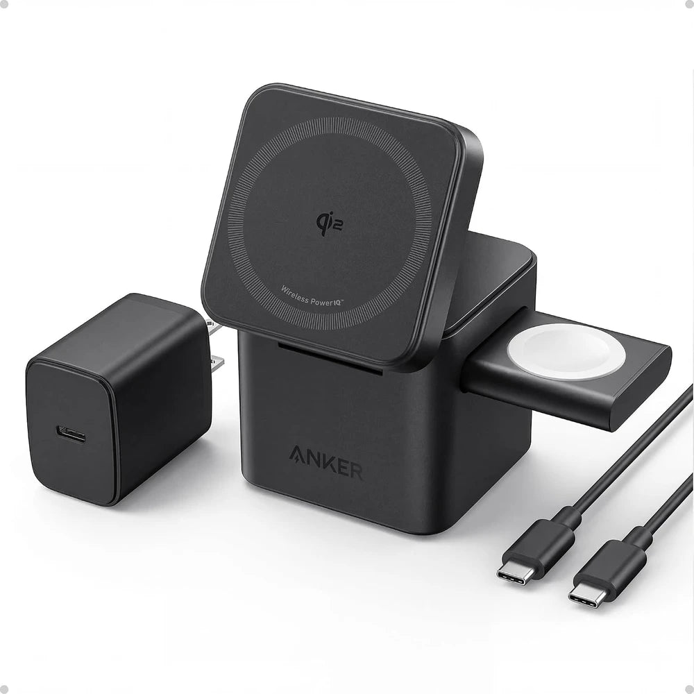 Anker MagGo 3 en 1 Estación de Carga Qi2 15W para iPhone, Apple Watch y AirPods