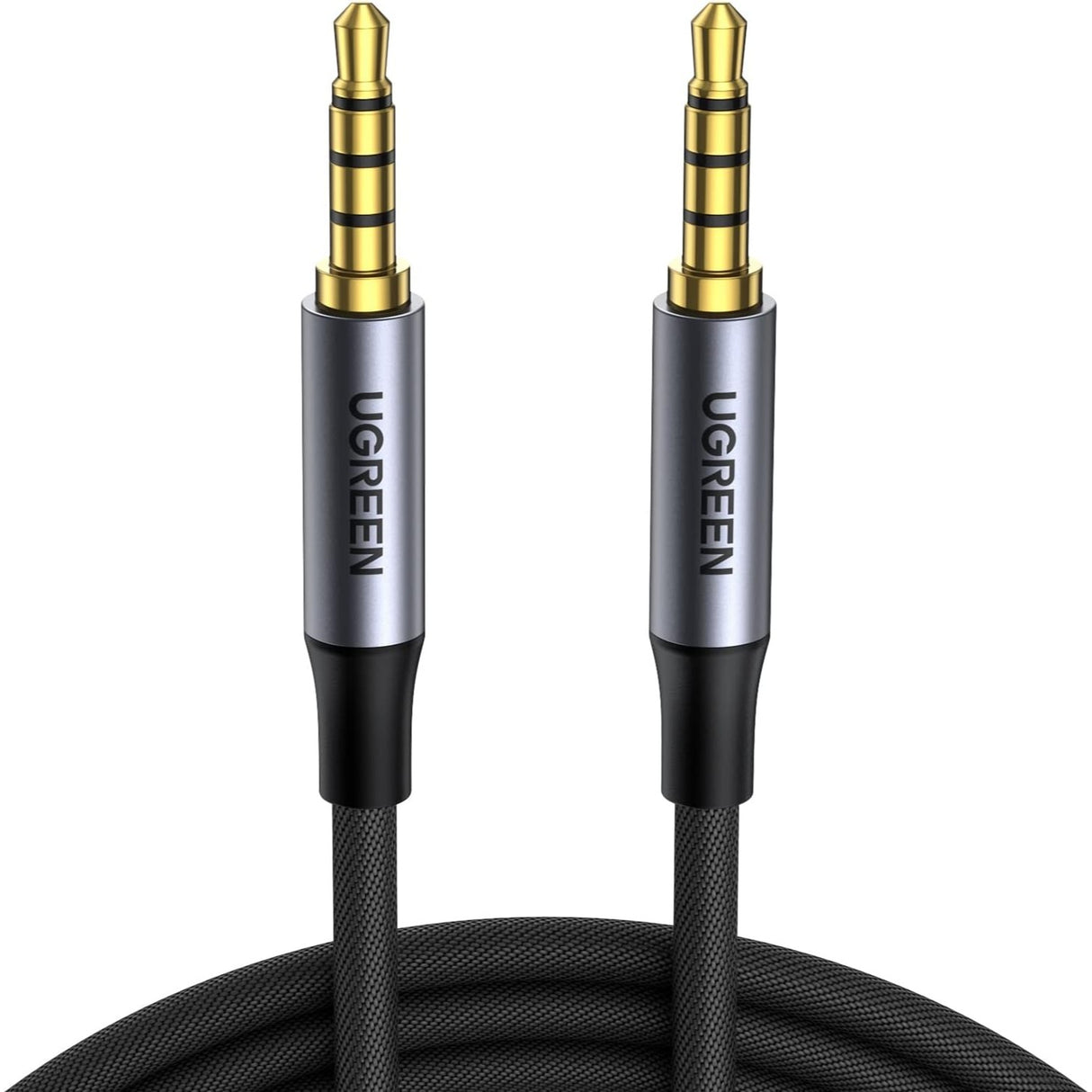 UGREEN Cable de Audio de 3.5mm trenzado de 4 polos Hi-Fi TRRS Jack Blindado Macho a Macho 3 Metros