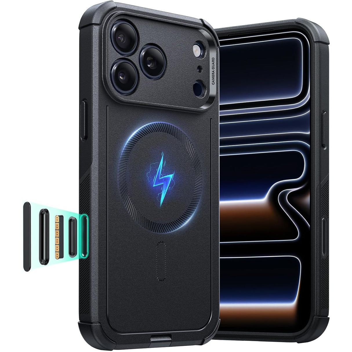 ESR iPhone 17 Pro Cyber Tough Magnetic Case con MagSafe y Control de Cámara Protección Grado Militar 7X