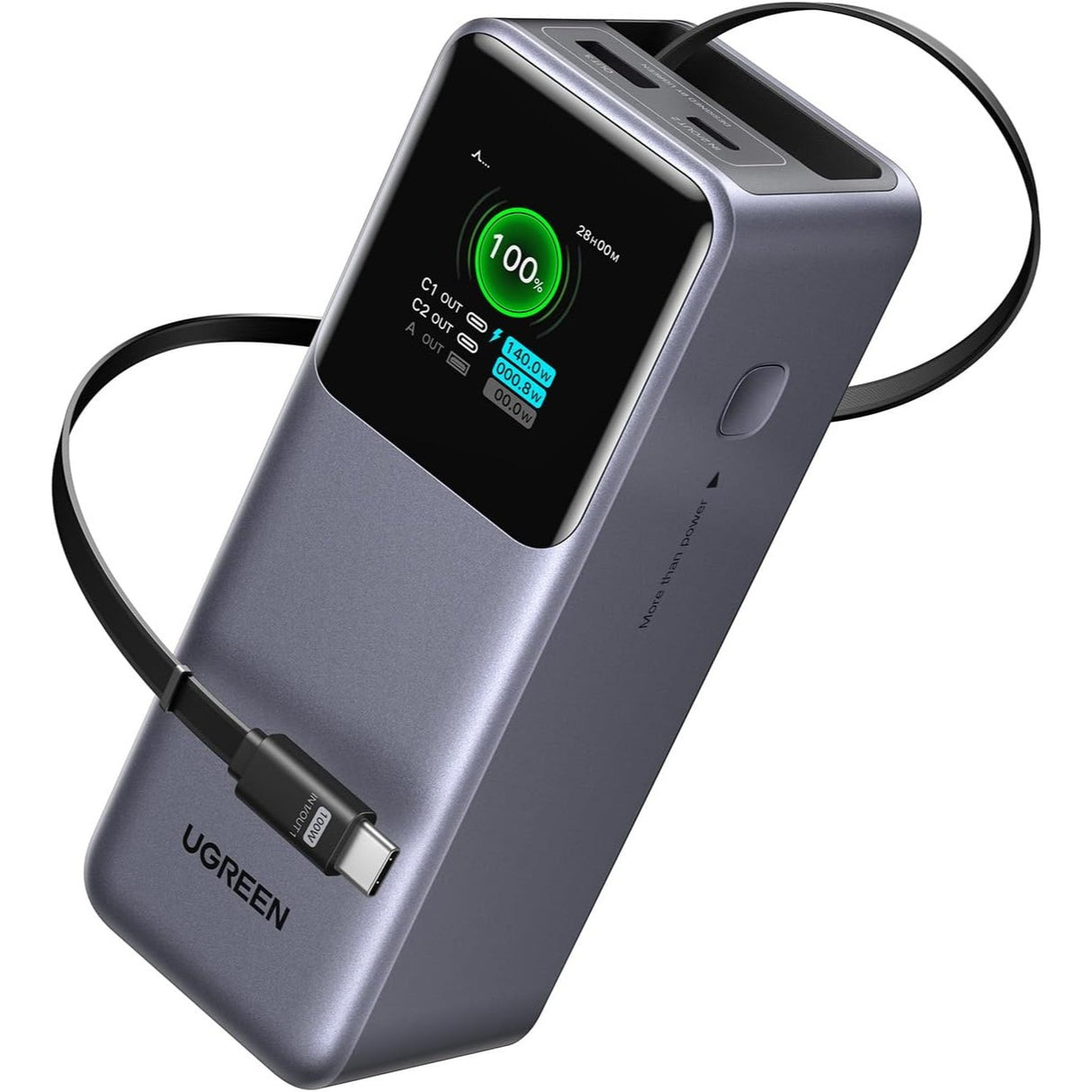 UGREEN Nexode Power Bank 20000mAh 165W con Cable USB-C Retráctil