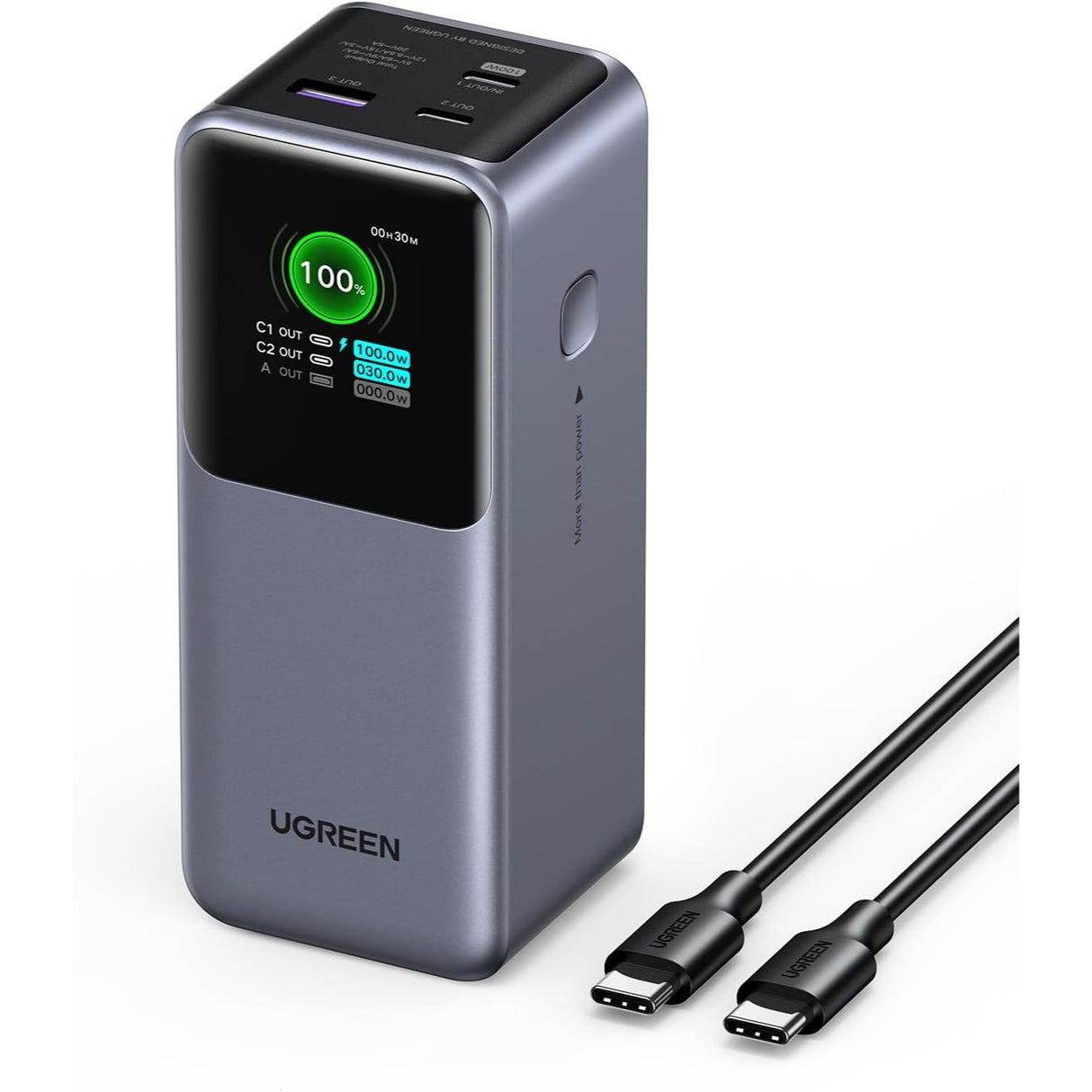 UGREEN Nexode Power Bank 20000mAh 130W con pantalla inteligente