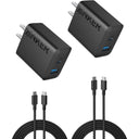 Anker Cargador 20W Pack de 2 con 2 Cables USB-C 1.5 metros