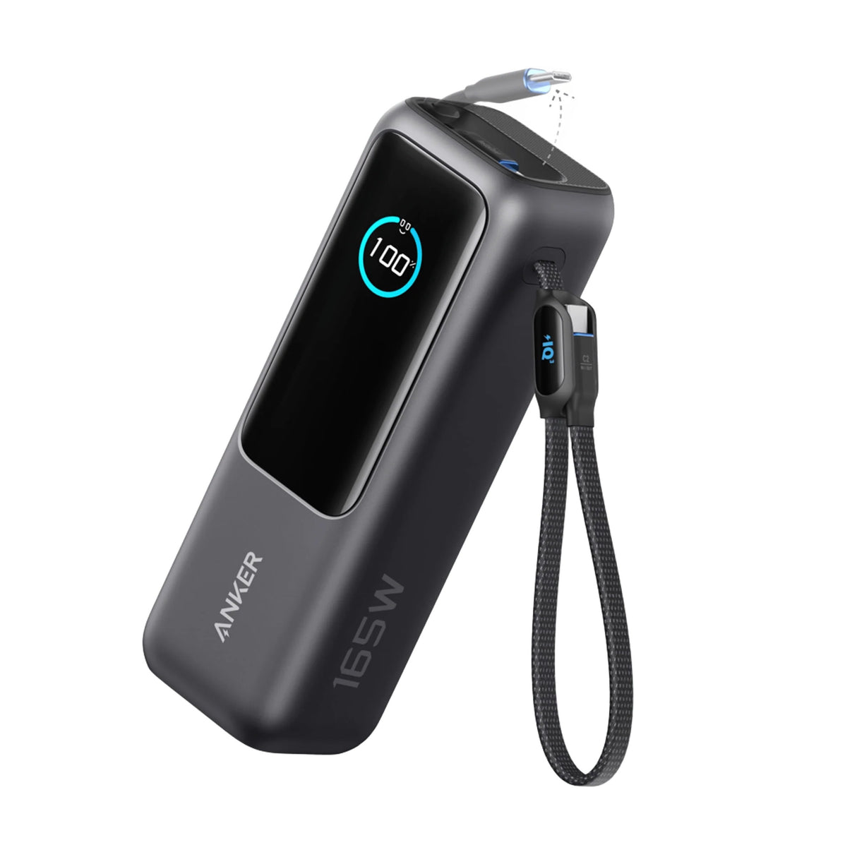 Anker Power Bank 25,000mAh 165W con Cable Integrado y Retráctil