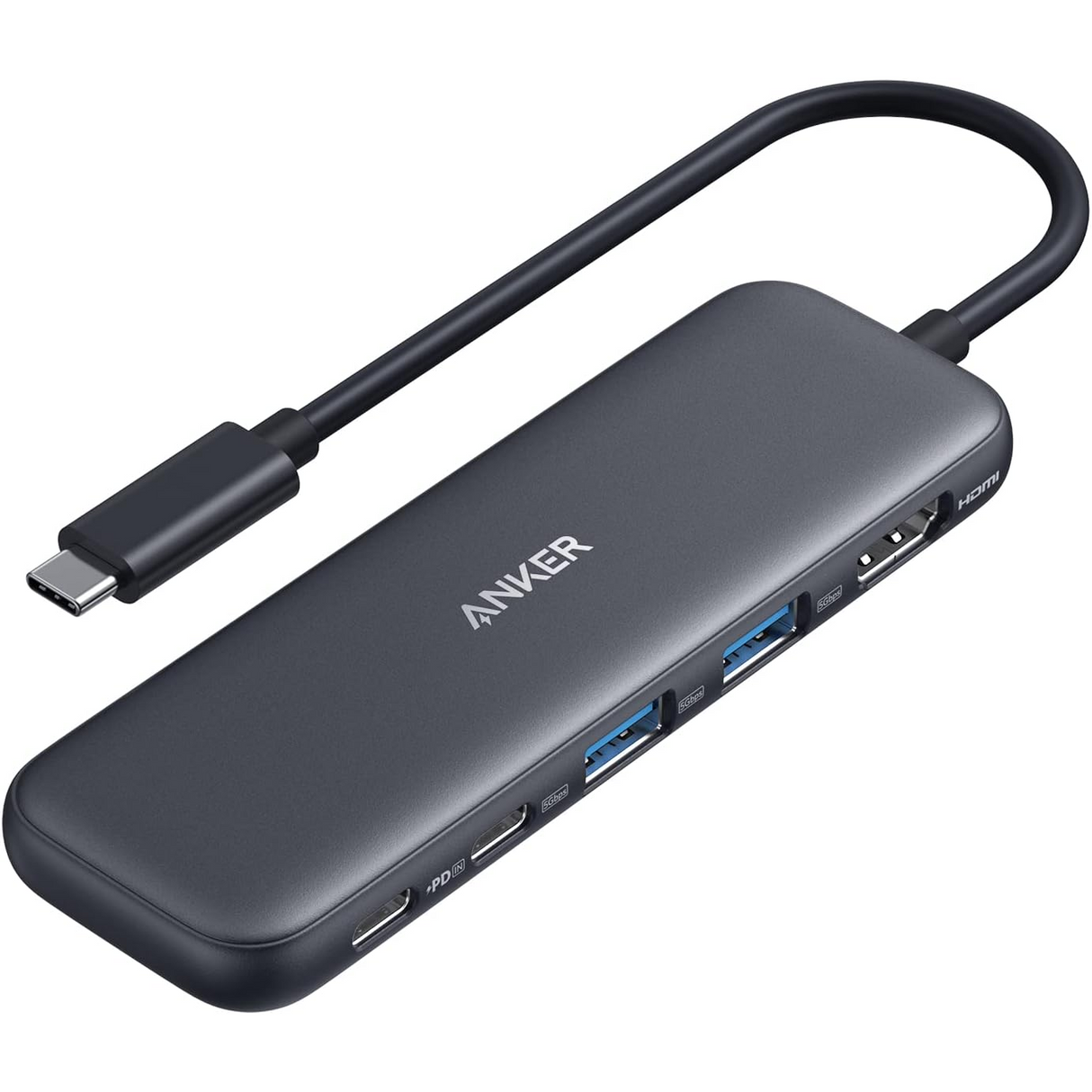 Anker 332 USB-C Hub (5 en 1) con 4K HDMI PD-IN para MacBook, Dell XPS, Lenovo Thinkpad, HP Laptops y más