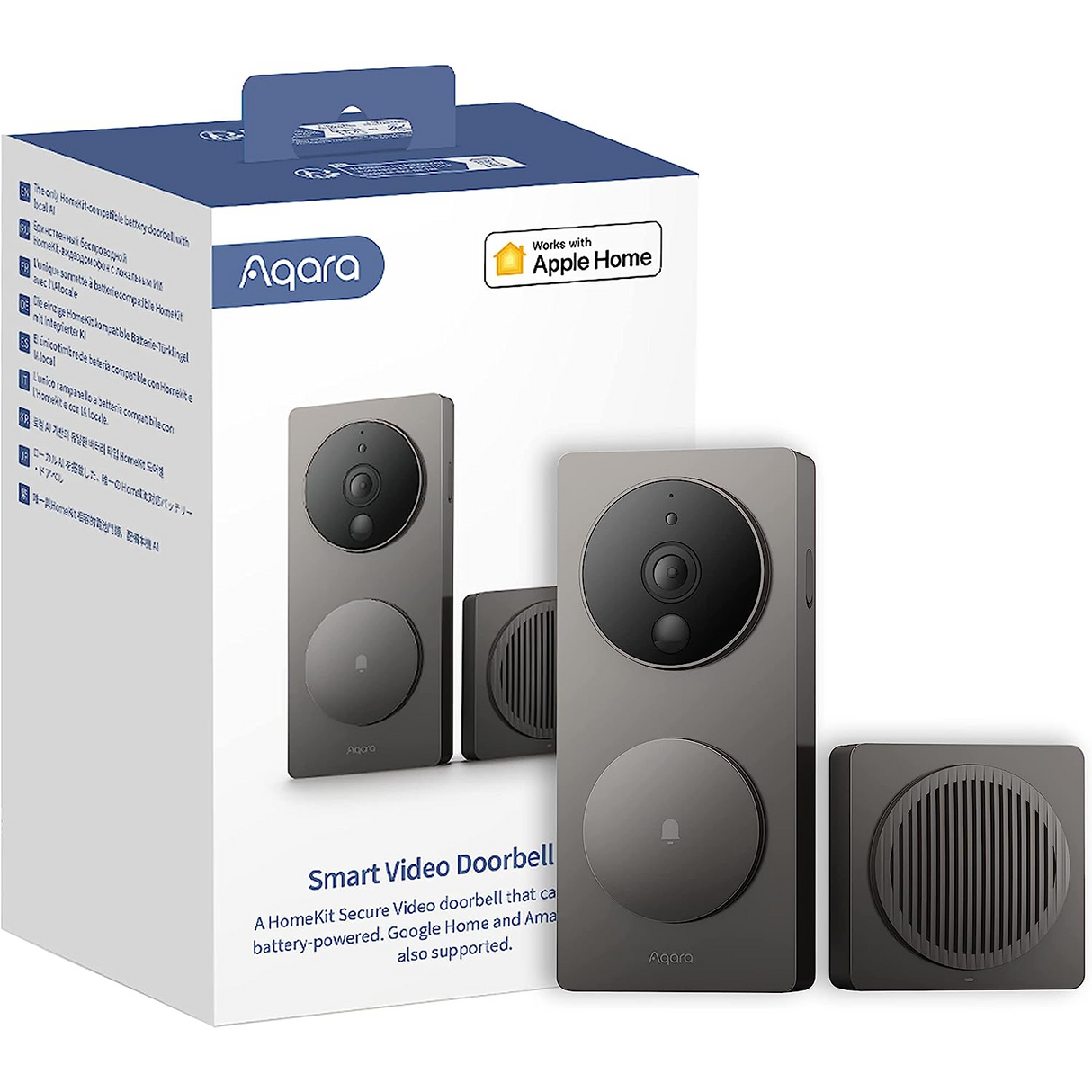 Aqara Video Doorbell G4 (timbre incluido), Video Timbre HomeKit Full HD 1080p, reconocimiento facial local, inalámbrico o con cable, compatible con Apple Home, Alexa y Google