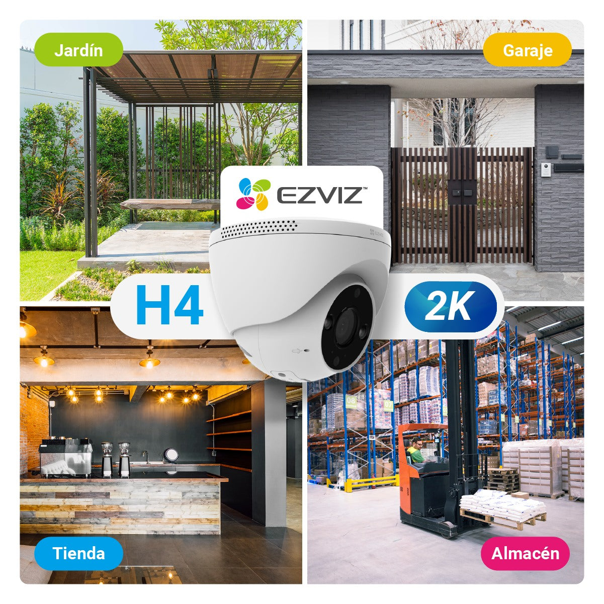 EZVIZ H4 Cámara 2K Wi-Fi inteligente | Para Interiores y Exteriores