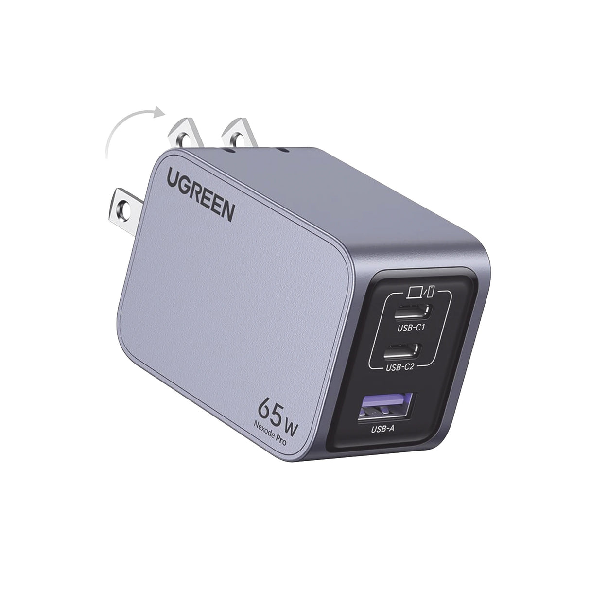 UGREEN 65W Nexode Pro 3 Puertos GaN Cargador Rápido con Cable USB-C 1.5 Metros