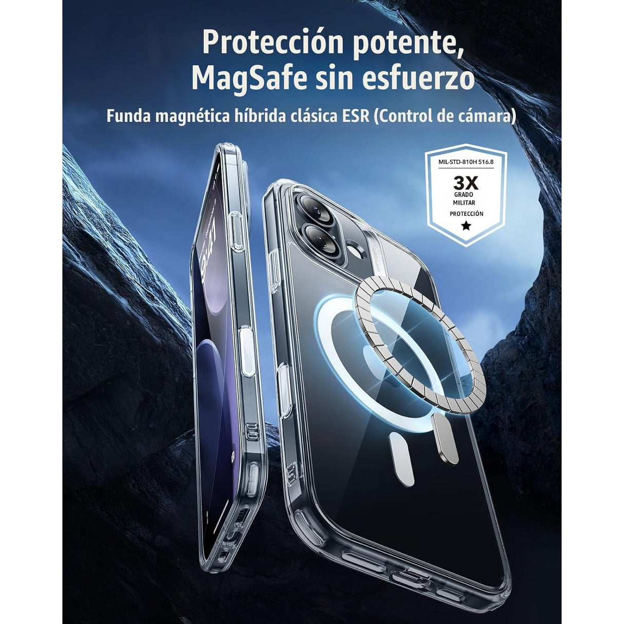 ESR iPhone 17 Classic Hybrid Magnetic Case con MagSafe y Control de Cámara Protección Grado Militar