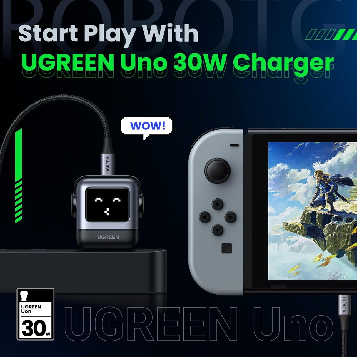 UGREEN Uno 30W Cargador USB-C Robot GaN