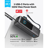 Anker Power Bank 25,000mAh 165W con Cable Integrado y Retráctil