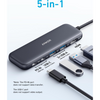 Anker 332 USB-C Hub (5 en 1) con 4K HDMI PD-IN para MacBook, Dell XPS, Lenovo Thinkpad, HP Laptops y más