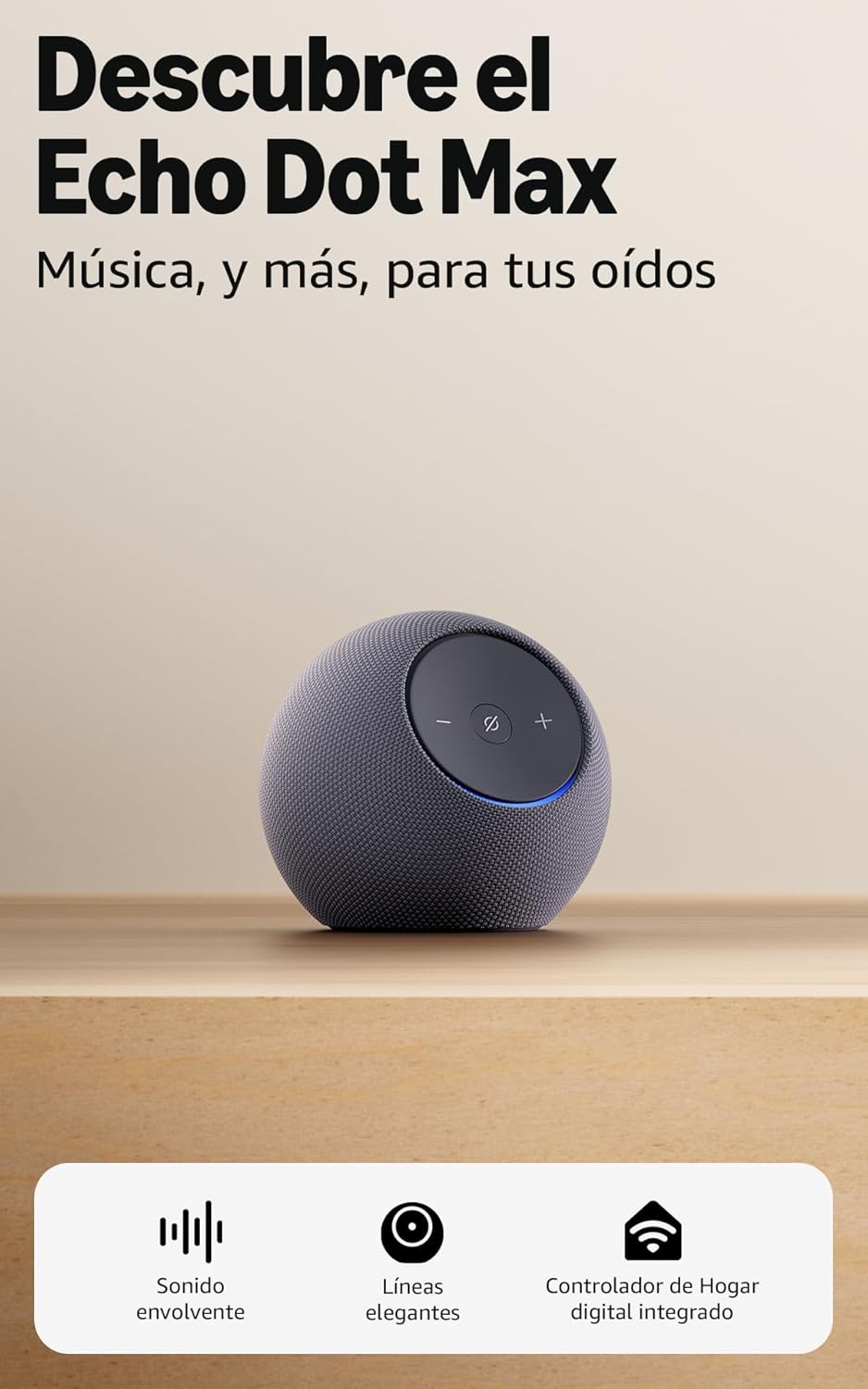 Nuevo Amazon Echo Dot Max: altavoz Alexa con sonido envolvente y controlador de Hogar digital integrado