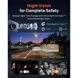 70mai 4K T800E Dash Cam de 3 Canales Frontal + Trasera + Interior + 64GB MicroSD Wi-Fi 6