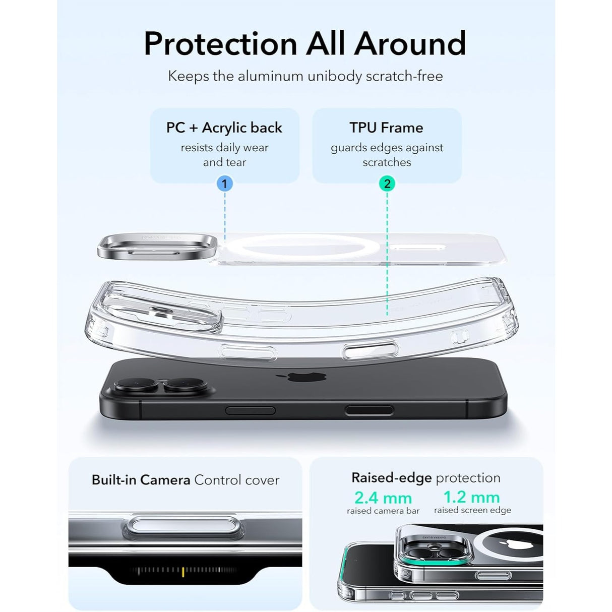 ESR iPhone 17 Classic Hybrid Magnetic Case con Stand, MagSafe y Control de Cámara Protección 3x