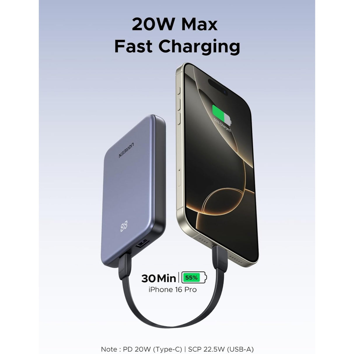 UGREEN 10000mAh 22.5W Power Bank con Pantalla Digital