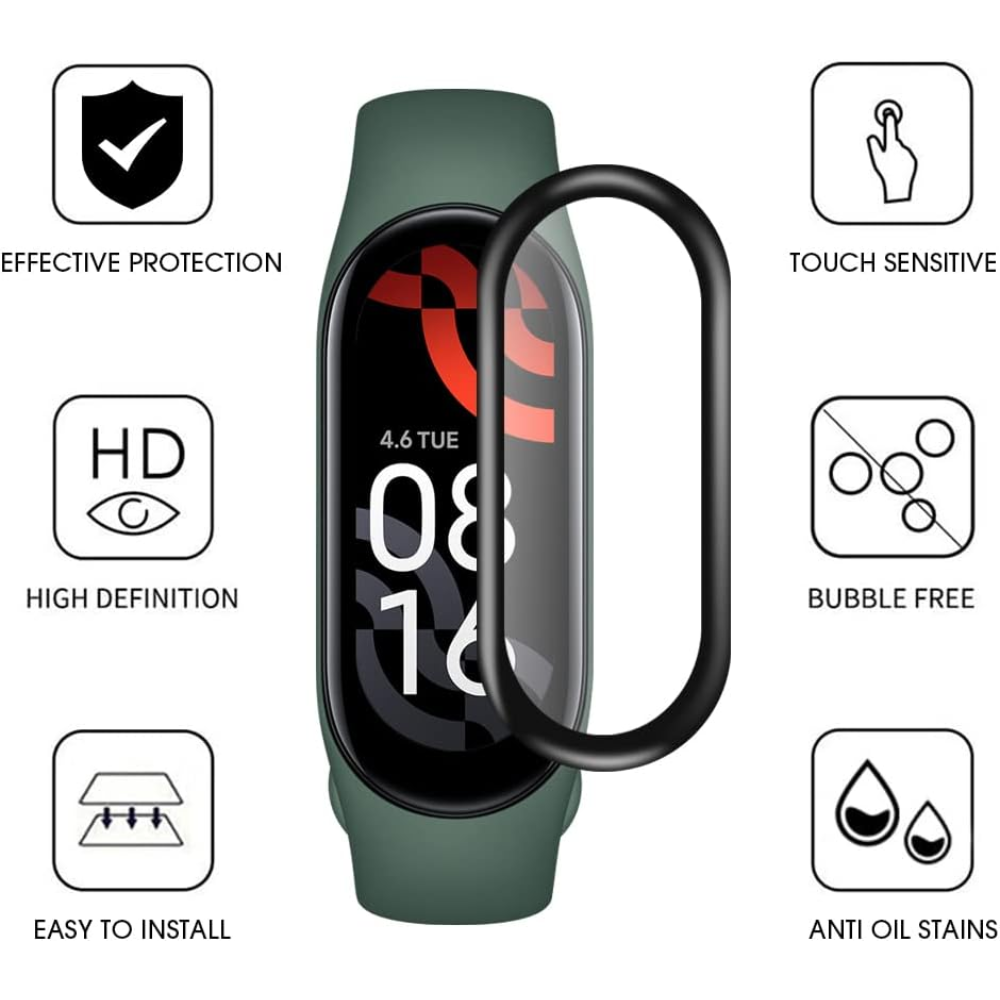 Mica 3D para Mi Smart Band 7 Curvo Protector de Pantalla