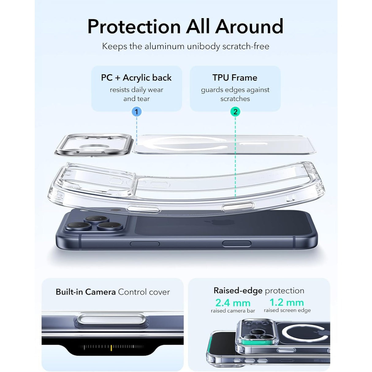 ESR iPhone 17 Pro Max Classic Hybrid Magnetic Case con Stand, MagSafe y Control de Cámara Protección 3x