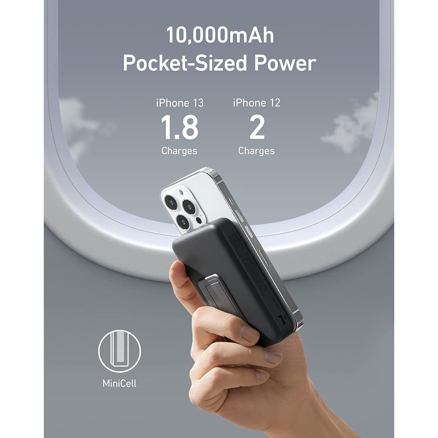 Anker 633 Magnetic Battery (MagGo) Cargador Portátil Inalámbrico Plegable 10,000mAh con USB-C 20W para iPhone 14/13/12 Series