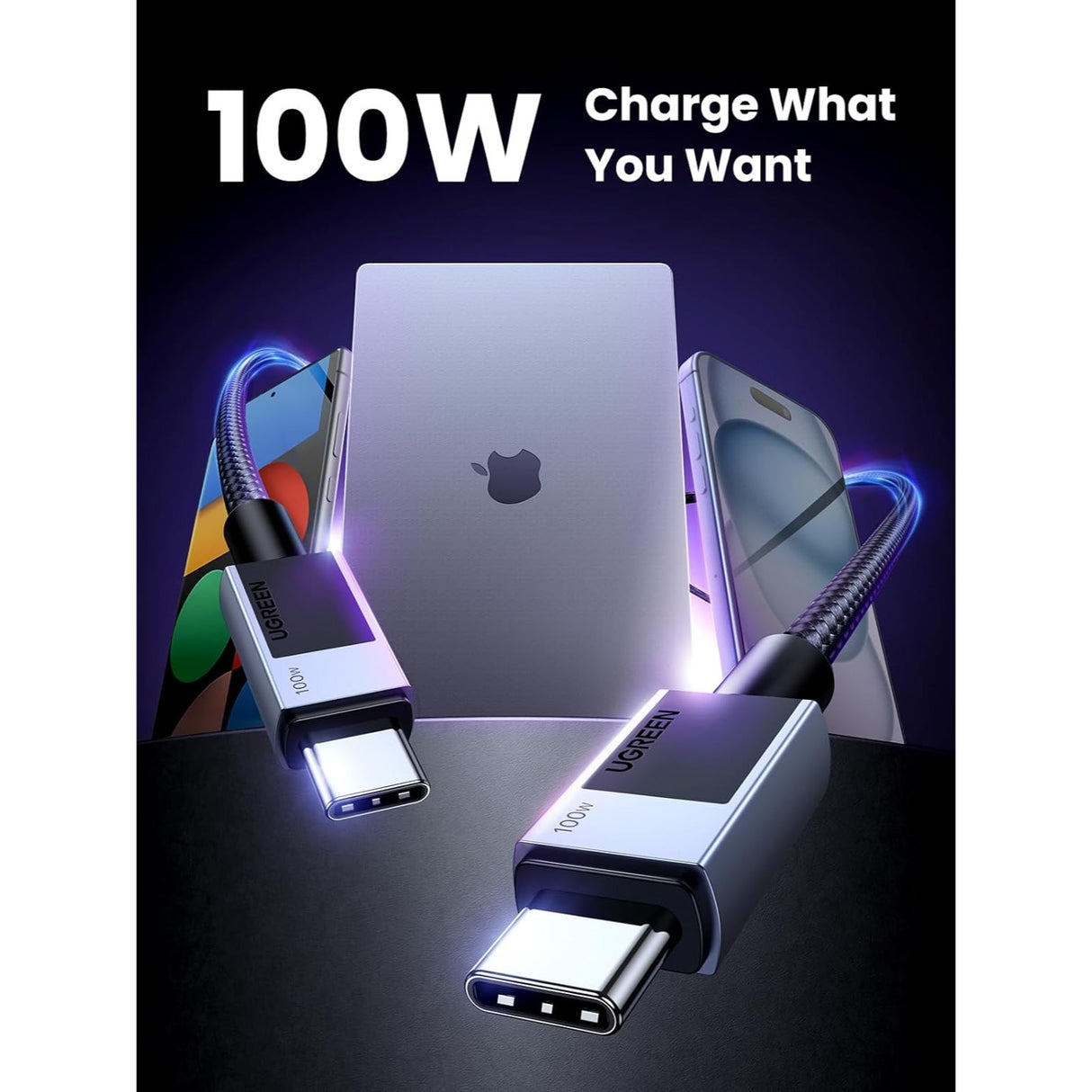 UGREEN 100W Cable USB-C a USB-C Carga Rápida 3 Metros