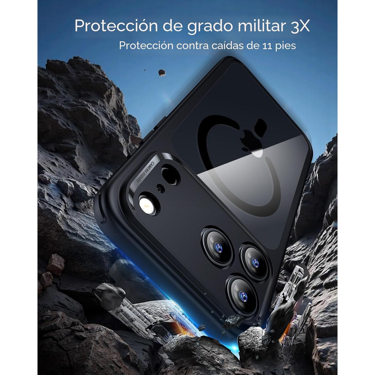 ESR iPhone 17 Pro Max Classic Hybrid Case con MagSafe y Control de Cámara Protección Grado Militar - Negro Transparente